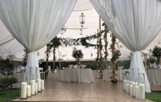 leg drapes and wraps on a sailcloth wedding tent
